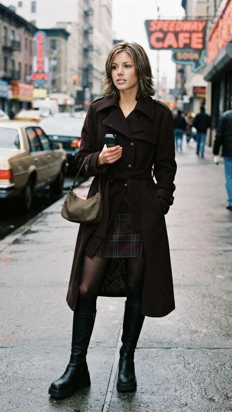 Vintage Oleg Cassini Dark Brown Wool Trench Coat Belted Double Breasted  L 12 Y2